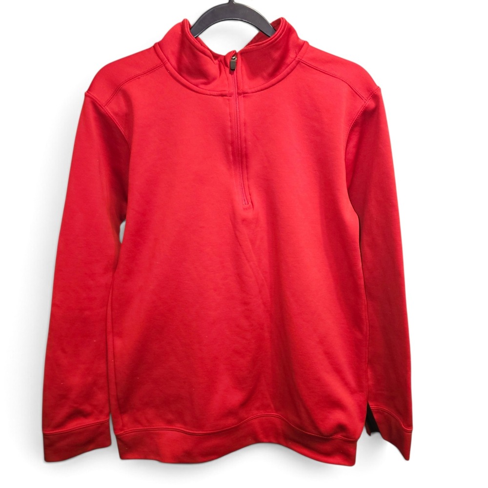 Gildan Quarter Zip Pullover Mens Small Red Good Lightweight Fleece Mock Neck